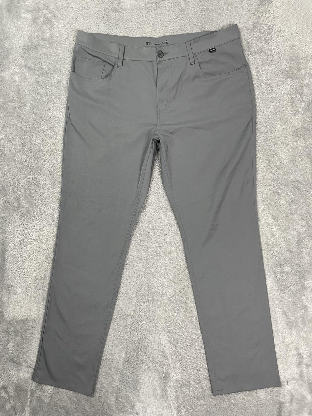TravisMathew Pants Mens 38x32* Gray Regular Fit Microfiber Chino Golf Casual